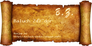 Baluch Zádor névjegykártya